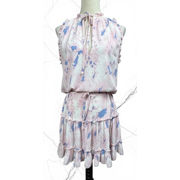 BuddyLove Dresses & Skirts - BuddyLove Sleeveless Tiered Dress Women M Pink Marble Ruffle Drawstring
New